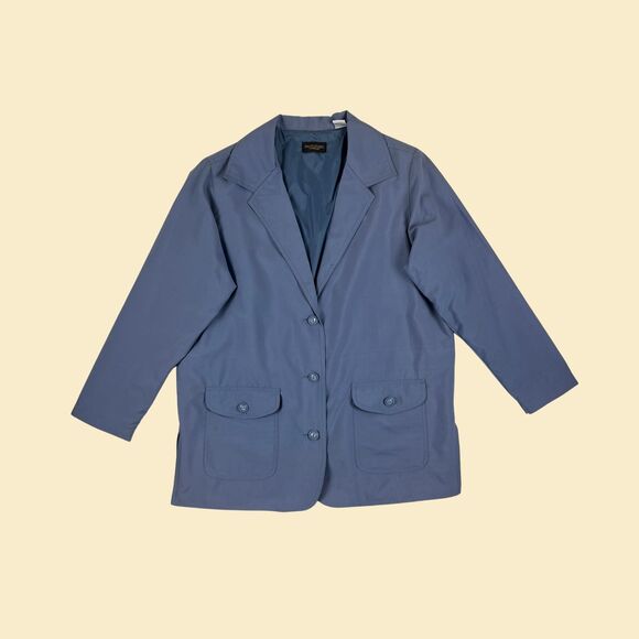 1980s M blue blazer Haband, Salon Studio, vintage 80s womens light blue jacket - Picture 2 of 10